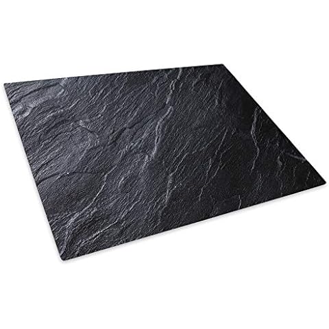 Black Grey Slate Effect Glass Chopping Board Cover