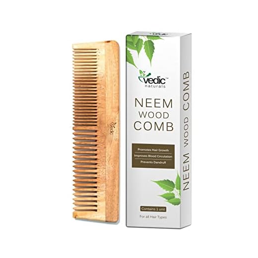 Vedic Naturals 100% Pure & Natural Neem Wood Comb | Promotes Hair Growth, Reduces Hair Fall & Control Dandruff | Wide & Thin Teeth