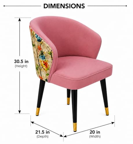 Image of WOODEN SPACE 4 Seater Wooden Dining Table Set | Urban Marble Top Dining Table with Chairs for Dining Room & Kitchen (Modern Classic Printed Pink) (42 x 42 x 30 inch)