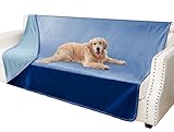 Tuffeel Waterproof Dog Blankets, Washable Pee Proof Pet Blanket for Couch, Soft Reversible Puppy Throw Furniture Protector Cover for Bed Sofa-52'x82',Navy Blue+Stone Blue