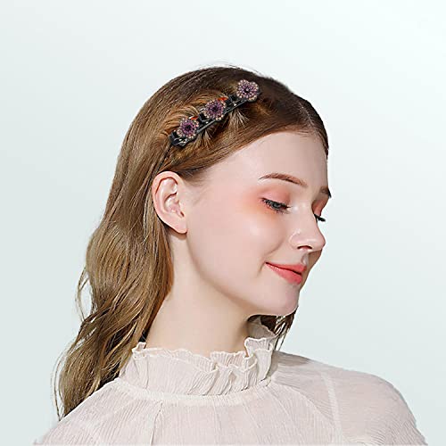 4Pcs Sparkling Crystal Stone Braided Hair Clips, Braided Hair Clips For Women, Barrette With 3 Clips On Top, Four-Leaf Clover Rhinestone Small Hair Clips For Women, Hair Clips For Styling Sectioning #TOP6