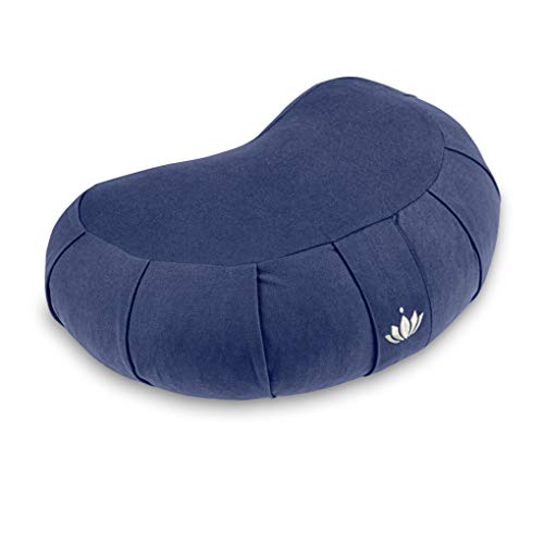 Lotuscrafts, Almofada Zafu, meditação, média lua Siddha, altura 15 cm, enchimento de espelta, cobertura em algodão lavável, para o chão, ioga, cerificados Gots, (H: 15 cm)