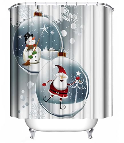 Rideau de douche imperméable anti-moisissure blanc 200x180 cm décor Noël - 2