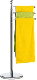 Tatkraft Breeze  3 Arms Towel Stand  Free-Standing Bath Towel Stand  Rustproof Shiny Chromed Steel  Stable Heavy Base  Swivel Arms