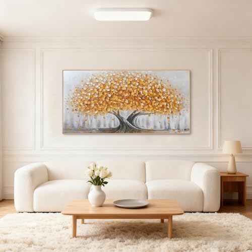Gold Tree of Life Canvas Wall Art, Modern Abstract Textured Painting, Large Framed Panoramic Landscape Artwork for Living Room, Bedroom, Office, Home Decor 48"x24" by Altimpo - Image 6
