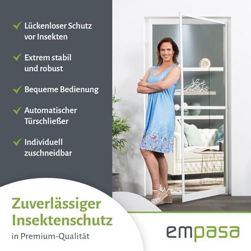 empasa Insektenschutz Fliegengitter Tür Alurahmen MASTER SLIM PLUS, individuell zuschneidbar, als Selbstbausatz, Farbe: weiß, Größe: 120 x 240 cm