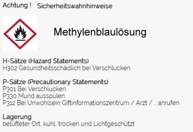Methylenblau wässrige Lösung 1% 100 ml in Braunglasflasche mit Pipette