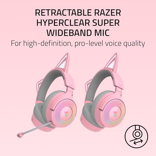 Image of Razer Kraken Kitty V3 Pro - Wireless RGB Kitty Headset for Gaming - Reactive Streaming Cat Ears - Triforce 40 mm Driver - Hyperspeed Wireless & Bluetooth - THX Spatial Audio | Quartz