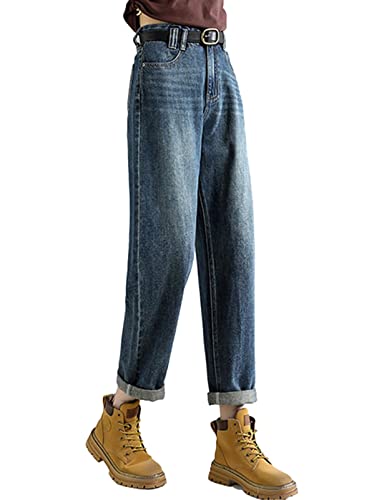 HALITOSS Women's High Waist Vintage Denim Jeans Casual Loose Trousers3