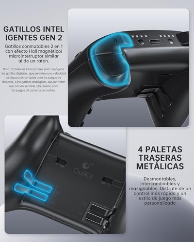 Image of GuliKit TT MAX Wireless Controller (Black)-720 TMR Joystick, 950mAh | For PC, Android, iOS, Switch 1 /2, Switch Wake-Up Function and 4 Detachable Metal Back Buttons