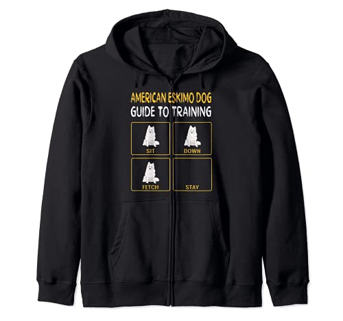 Funny American Eskimo Dog Guide To Training Dog Obedience Zip Hoodie, Black