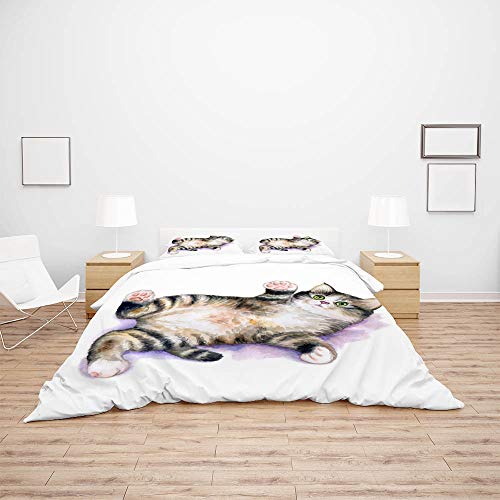 Housse de couette chaton 3D grand format pour lit Queen Size - 4