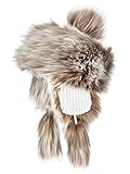 Futrzane Faux Fur Trapper Hat for Women - Fun, Warm & Different Russian Fur Hat (Brown with White)