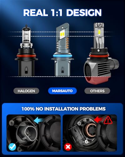Image of Marsauto 9004 Bulb 2025, M1S 48000LM 9004 Bulbs 6000K, 800% Extremely Bright HB1 Fog Bulbs, No Adapter Required, 1:1 Mini Size with 20000RPM Fan HB1 Fog Light - Pack of 2