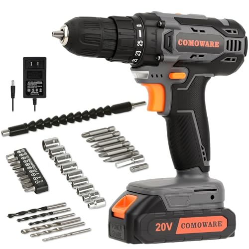 COMOWARE Cordless Drill Set, 20V Electric Power Drill Set,1 Battery