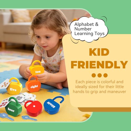 Image of GEERAY Toddler Lock and Key Set, 10PCS Montessori Educational Toy, Numbers Matching & Counting Fine Motor Learning Lock Toys for Ages 3+, Preschool & Kindergarten Classroom Must Haves, Birthday Gifts