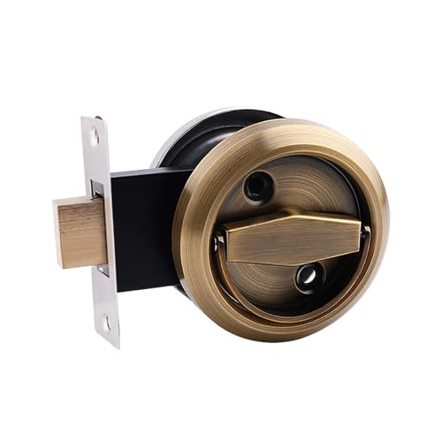 Cerradura De Tiradores Puertas Empotrada Sin Llave, Manija Oculta De Acero Inoxidable For Puertas Corredizas Privadas, Pestillo De Tirador Simple For Dormitorios, Baños Y Salas De Estar.(Brass)