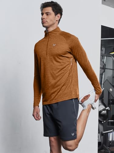 Image of NORTHYARD Men's Quarter Zip Pullover Athletic Running Shirt Long Sleeve | 1 /4 Zip Top, Quick Dry Lightweight, Moisture Wicking Breathable, Reflective Strips, Performance Workout Gym, Hiking Sports