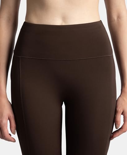 Image of Jockey MW68 Women's Microfiber Elastane Stretch Performance 7 /8th Leggings with Broadwaistband & Back Pocket Coffee XXL