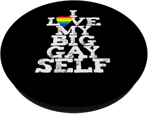 Miniatura 2 de Rainbow Heart I LOVE MY BIG GAY SELF self care esteem rights PopSockets Standard PopGrip