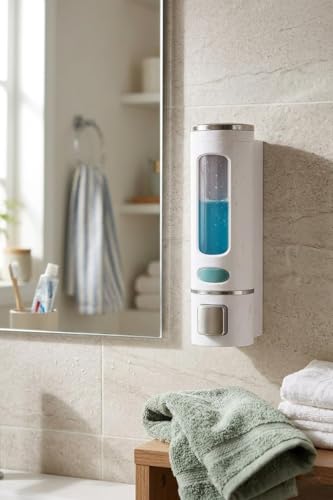 Image of ALTURAS Wall Mounted Liquid Soap Dispenser, ABS 400 ML, for Shampoo, Sanitizer and Gel Handwash Dispenser (White)