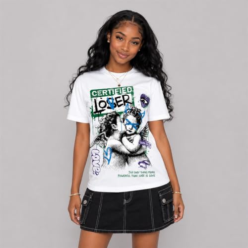 Image of DopeSkill Graphic Tee Streetwear Hip Hop Hypebeast Street Style Crew Neck Unisex T-Shirt Sneaker Colour Matching Shirts Angel