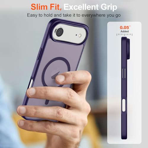 Image of SUPFINE Magnetic for iPhone Air Case (Compatible with MagSafe)(Military Grade Drop Protection) Slim Translucent Matte Shockproof with Anti-Fingerprint Phone Cover for 17 Air,Dark Purple