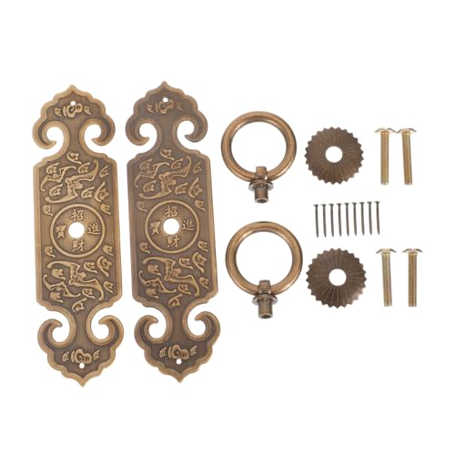 KOCKSHION 2個 アンティークスル風純銅製ドア取手 耐錆耐久キャビネット引き出し用家具ハンドル クローゼット用