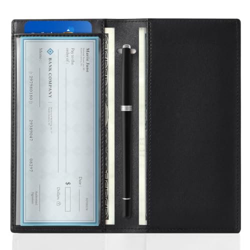 Image of CoBak Checkbook Cover for Women & Men - PU Leather Case with RFID Blocking | Classic Design Check Book Holder for Personal and Business