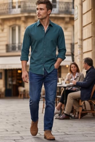 Image of Louis Philippe Men's Smart Fit Stretch Fabric for Comfort Premium Wash Aesthetic Authentic Twill and Durable Jeans