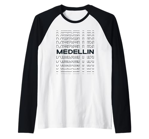 Ciudad Minimalista - Colombia Modern Medellin Camiseta Manga Raglan