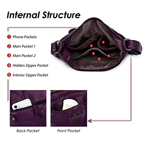 Angel Kiss Crossbody Purses For Women, Zipper Pocket And Adjustable Strap, Retro Vegan Leather Women's Shoulder Handbags Travel Bags (Purple) #TOP3