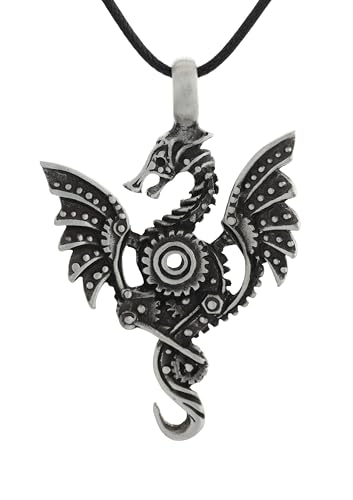 Collar de dragón steampunk con relieve tridimensional y colgante de peltre hipoalergénico duradero