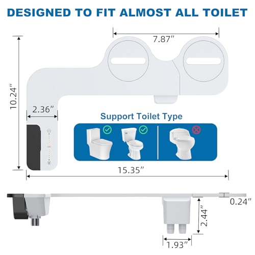 Bidet Attachment for Toilet – ABS Cold Water Sprayer with Black Dial and Dual Nozzles, White Body, Easy Installation, Hygienic Toilet Attachment for Women and Men, Modern Bathroom Fit