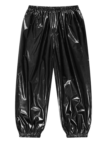Kids Boys Girls Metallic Pants Holographic Loose Hip Hop Jazz Dance Trousers Athletic Sweatpants3