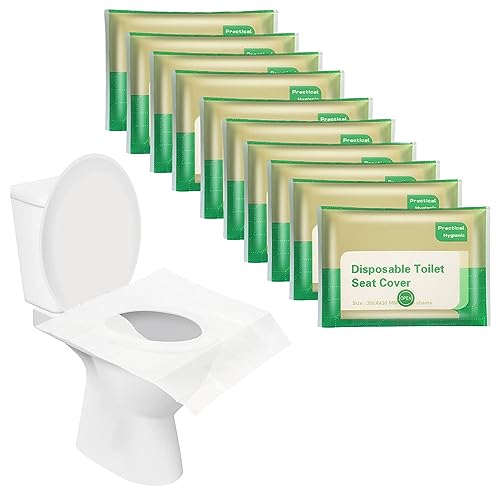 Sawanork 100 Pcs Flushable Paper Toilet Seat Covers for Adults and Kids Disposable Travel Essential Accessories for Airplane Road Trips Camping