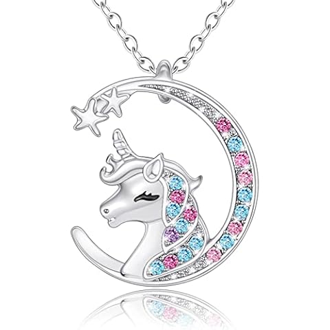 Fiada Unicorn Necklace with Moon and Star Cover