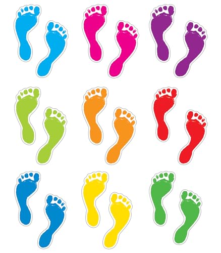 Image of Carson Dellosa 54-Piece Feet Cutouts, Colorful Footprints for Directions, Name Tags, Crafts, Locker Decorations, Bulletin Board, Labels, and Classroom Decor