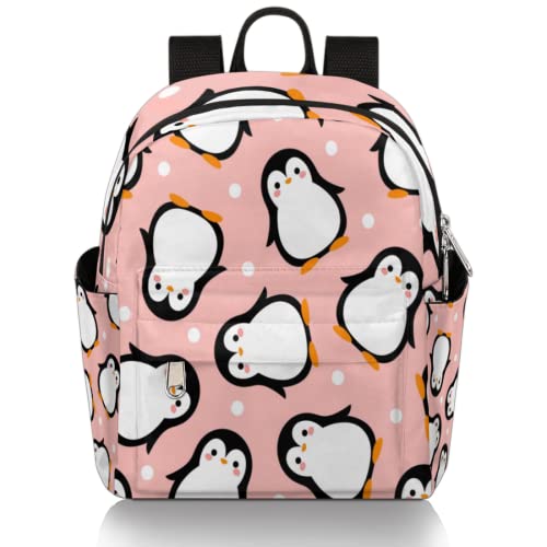 Linda mochila pequeña de dibujos animados de pingüino para niñas, mujeres, adolescentes, niños, escuela, viajes, casual, bolso de hombro, mochila, multicolor, Small Cover