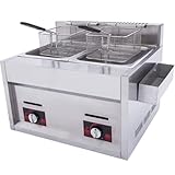Freidora comercial con quemadores de gas natural, cestas y tapas para restaurante y cocina familiar