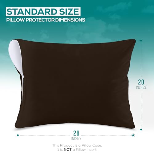 Image of Utopia Bedding Premium 100% Waterproof Pillow Protectors with Zipper Standard Size (Set of 2), Bed Bug and Dust Mite Proof Zippered Pillow Covers, Pillow Encasement Cases, Brown