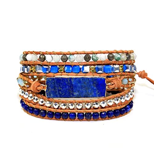 Image of Boho Stone Wrap Bracelet for Women,Turquoise Beaded Bracelet Jewelry Gift