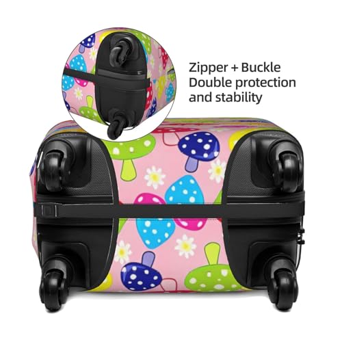 Spandex Travel Luggage Cover Printed Cute Multicolored Mushrooms Double-Sided Suitcase Protector Bag,Dust-Proof Anti-Scratch Washable Baggage Covers For Kid Adult,X-Large4
