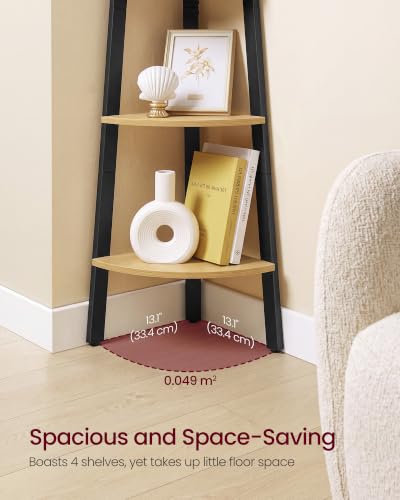 Image of VASAGLE 4-Tier Corner Shelf Stand, Modern Ladder Shelf