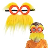 gagift world Yellow Mustache and Eyebrows Cosplay Mask for Kids and Adults, Cute Party Favors Orange Costume Accessories for Halloween Funny Christmas Birthday Gifts for Men and Women
