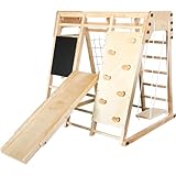 NEOLEAD ジャングルジム 11Way ハンモック付き 折りたたみ 滑り台 木製 すべり台 室内ジャングルジム 大型遊具 天然木 ブランコ うんてい ロープはしご 雲梯 はしご クライミング ブラックボード 黒板 お絵描き 絵描き プレイテーブル テーブル デスク 吊り輪 遊具 室内遊具 屋内 家庭用 学習 おもちゃ(NL-JM06)
