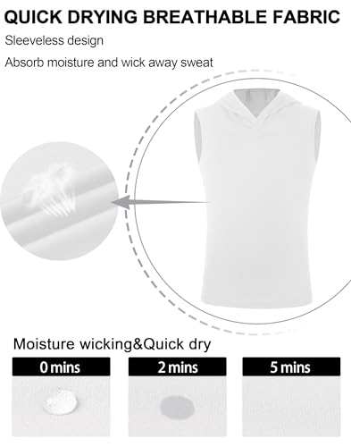 Boys Youth Sleeveless Compression Hoodie Shirt,Quick Dry Football Basketball Undershirt,Athletic Soft Tank Tops Sport3