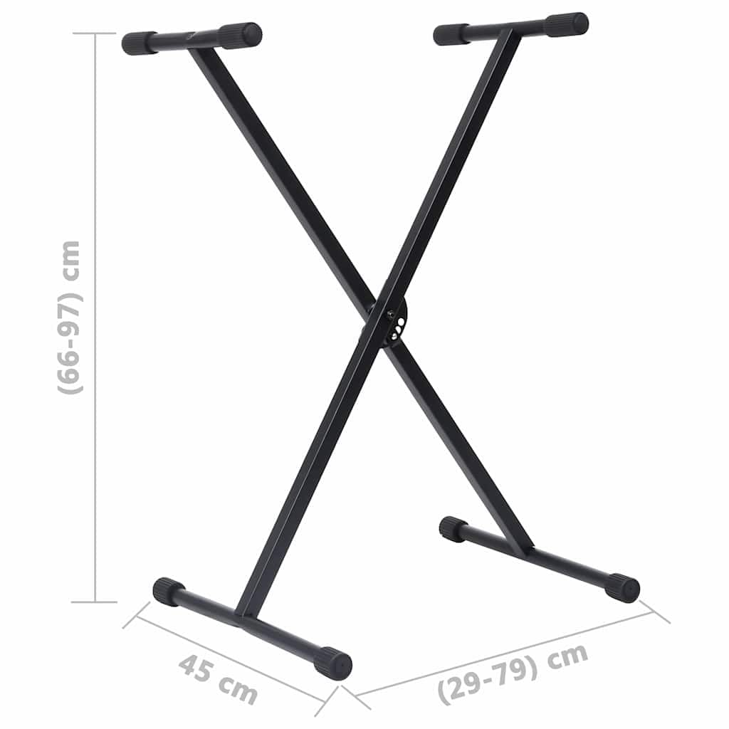 Set di supporto per tastiera e sgabello, supporto per pianoforte regolabile in altezza con sedile imbottito, treppiede per tastiera in acciaio per musicisti, nero