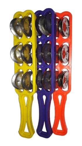MUSIC WORLD Plastic Majira Three line Music Instrument for kirtan, Bhajan, Mandir aarti (Multicolour, Pack of 3)