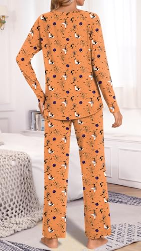 Anydoll Womens Pajamas Set 2 Piece Lounge Outfits Fall Long Sleeve Button Up Sleepwear with Pockets Ladies Pjs Set3